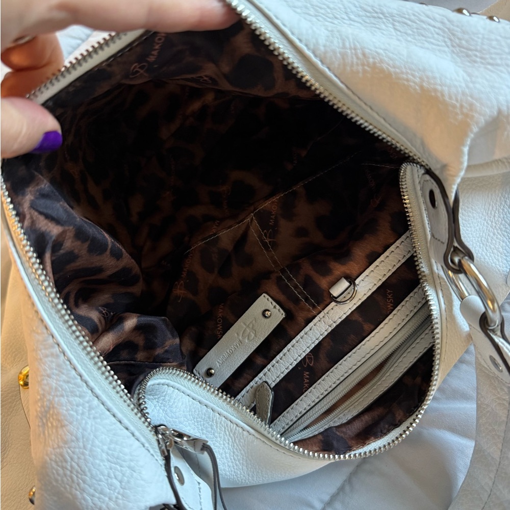 b. makowsky White with Silver & Gold Studded Hobo Bag - LIKE NEW - Picture 7 of 8